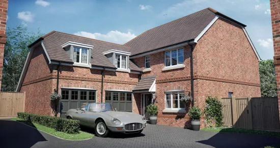 Detached corner house with double garage