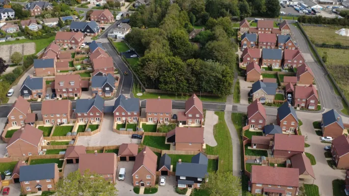 Aerial view of an Elivia Homes development in Sussex