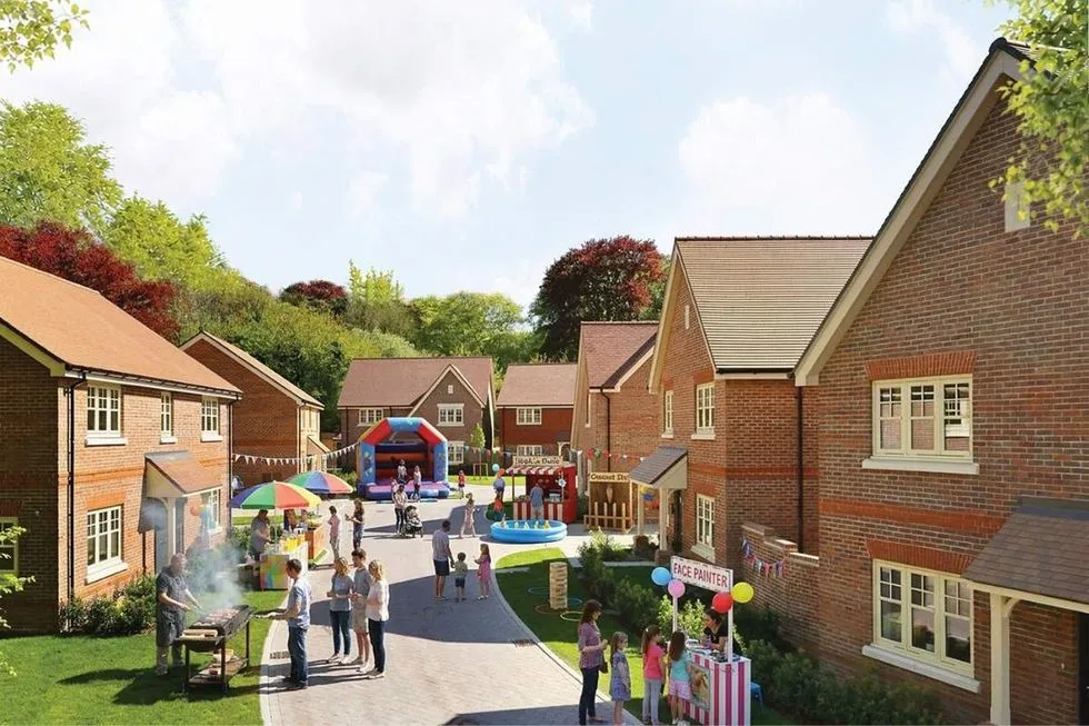 Different stalls in the housing estate of Headley Chase in Surrey with families attending