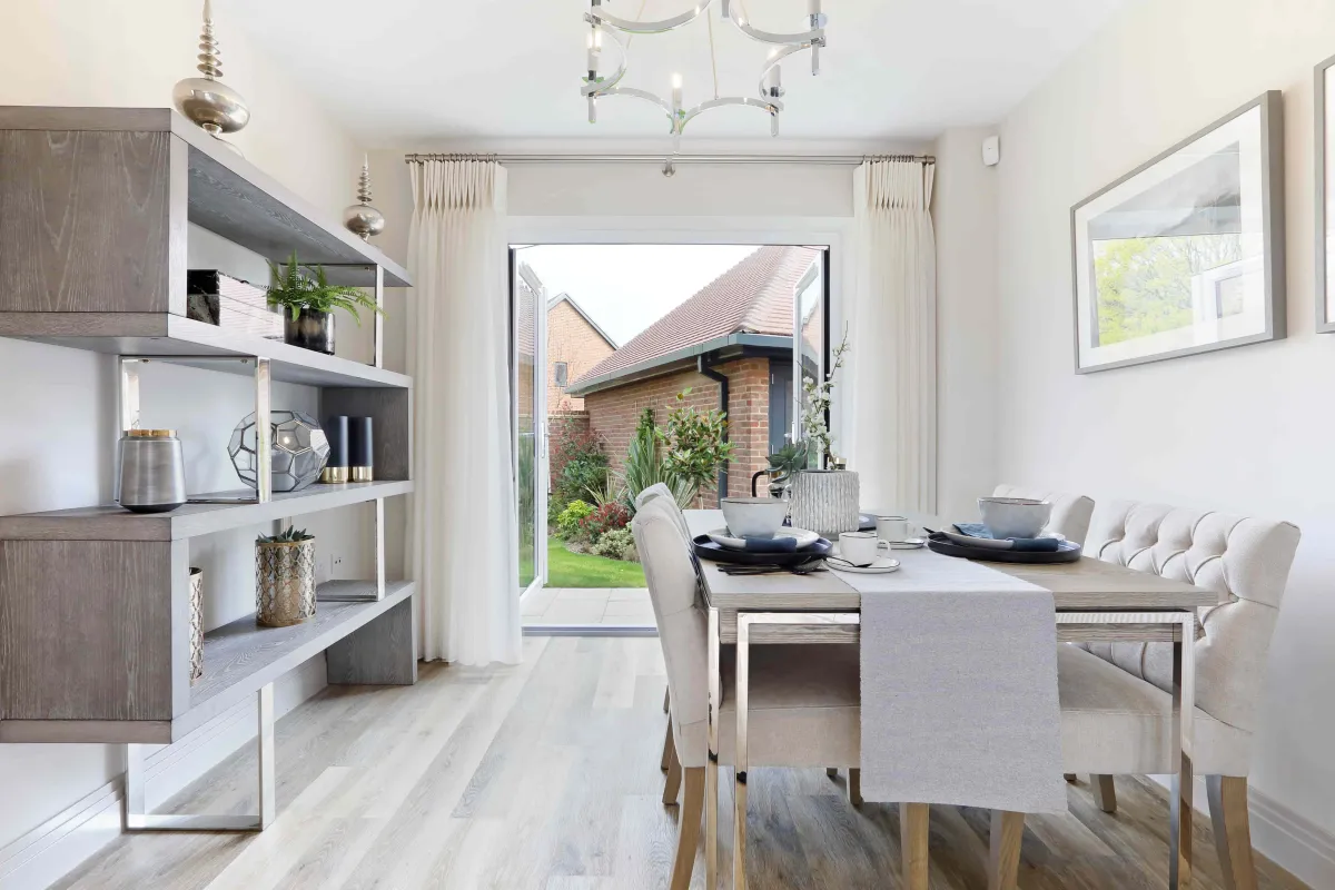 dining room with patio doors leading to garden